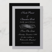 Silver Fairy Tale Save the Date (schwarz) (Vorne/Hinten)