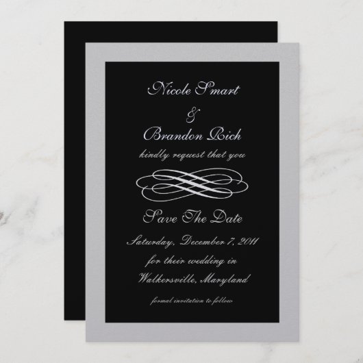 Silver Fairy Tale Save the Date (schwarz) (Vorne/Hinten)