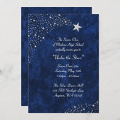 Silver Falling Stars Blue Prom formelle Einladunge Einladung (Vorne/Hinten)