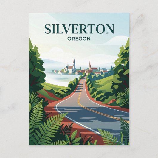 Silver Falls Highway USA is translated to: Silver Postkarte (Vorderseite)