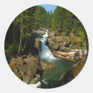 Silver Falls im Mount Rainier National Park Runder Aufkleber