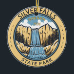 Silver Falls Staat Park Oregon Abzeichen Vintag Keramik Ornament<br><div class="desc">Silver Falls Staat Park Illustration. Der Park ist der größte Staat Park in Oregon.</div>