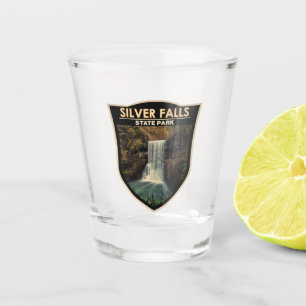 Silver Falls Staat Park Oregon Wasserfarben Vintag Schnapsglas