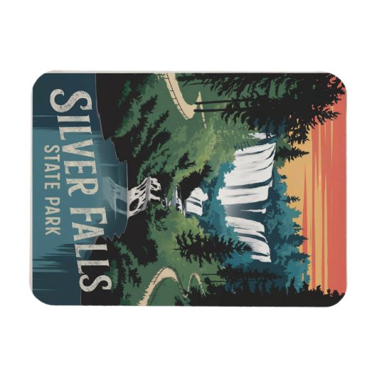 Silver Falls Staat Park Vintag Magnet (Horizontal)