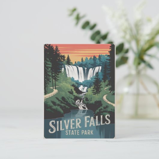 Silver Falls Staat Park Vintag Postkarte (Stehend Vorderseite)