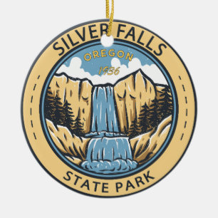 Silver Falls State Park Oregon Abzeichen Vintage Keramik Ornament