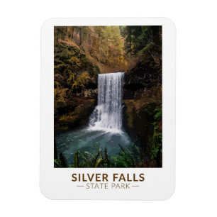 Silver Falls State Park Oregon Aquarell Vintage Magnet
