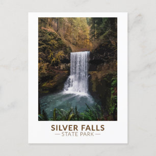 Silver Falls State Park Oregon Aquarell Vintage Postkarte