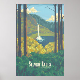 Silver Falls State Park Oregon Reiseplakat Poster