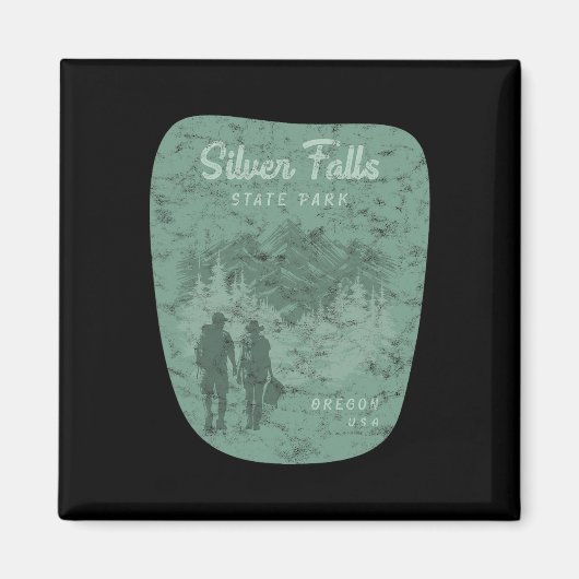 Silver Falls State Park Oregon Wandern Retro Vinta Magnet (Vorne)