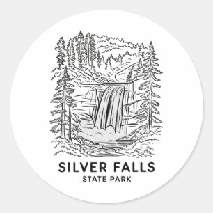 Silver Falls State Park Oregon Wasserfall Camping  Runder Aufkleber