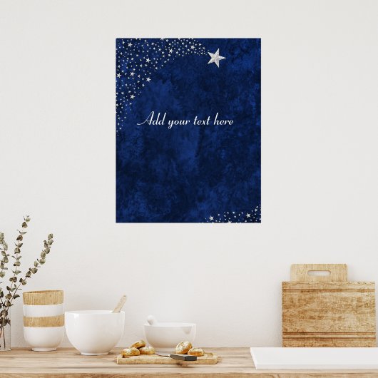 Silver Fallstars Blue Poster (Küche)
