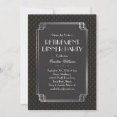 Silver Fans Art Deco Retirement Party Einladung (Vorderseite)