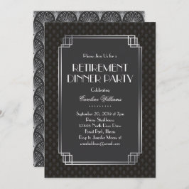 Silver Fans Art Deco Retirement Party Einladung