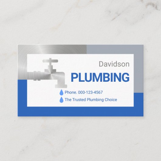 Silver Faucet Dripping Water Droplets Visitenkarte (Vorderseite)