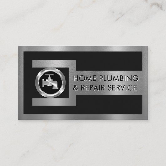 Silver Faucet On Pipe Wrench Frame Visitenkarte (Vorderseite)