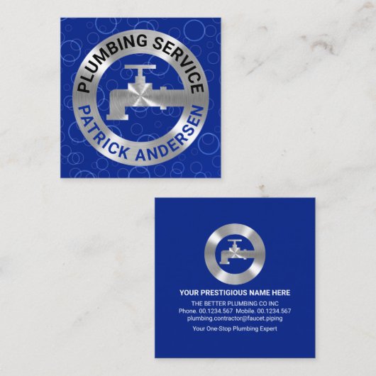 Silver Faucet-Pipeline in blauen Gewässern Quadratische Visitenkarte (Vorne/Hinten)