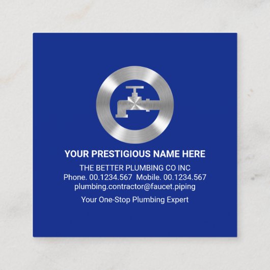 Silver Faucet-Pipeline in blauen Gewässern Quadratische Visitenkarte (Rückseite)