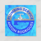 Silver Faucet-Pipeline in blauen Grunge-Gewässern Quadratische Visitenkarte (Vorderseite)