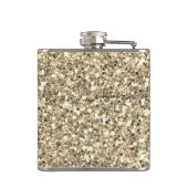 Silver Faux Glitter Glam Bling Personalized Metal Flachmann (Rückseite)