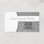 Silver Faux Glitter Replaceable Professional Photo Visitenkarte (Rückseite)