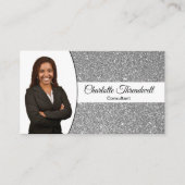 Silver Faux Glitter Replaceable Professional Photo Visitenkarte (Vorderseite)