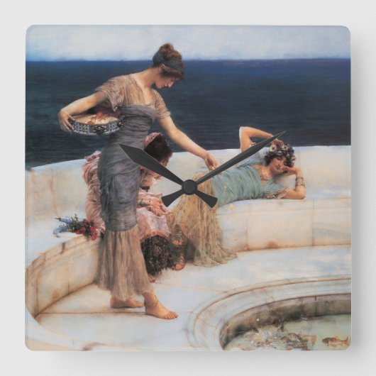 Silver Favorites by Lawrence Alma-Tadema Quadratische Wanduhr (Vorderseite)