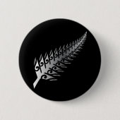 Silver Fern New Zealand Maori Style - Geschenk Ide Button (Vorderseite)