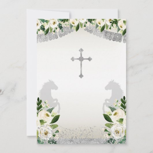 Silver Fiesta Boy Taufe Christening Einladung (Rückseite)