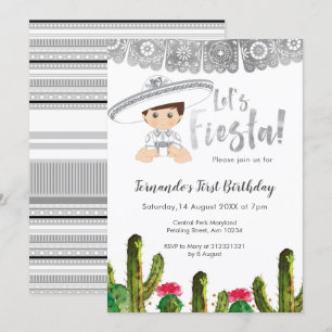 Silver Fiesta charro Junge Geburtstag Einladung