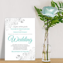 Silver Filigree Aqua und White Elegante Wedding