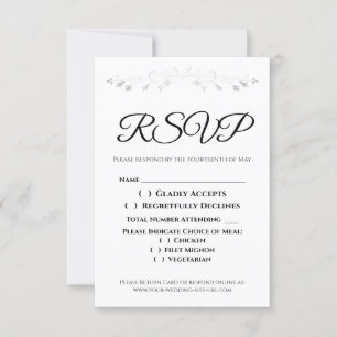 Silver Filigree Border Elegante Wedding UAWG RSVP Karte