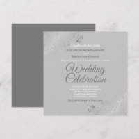 Silver Filigree Elegante Gray Square Wedding