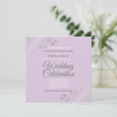 Silver Filigree Elegante Lavender Square Wedding Einladung (Stehend Vorderseite)