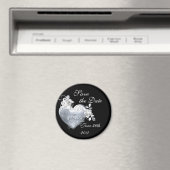 Silver Filigree Herz & Weiße Rosen Magnet (In Situ (Geschirrspüler))