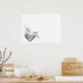Silver Filigree Herz & Weiße Rosen Poster (Küche)