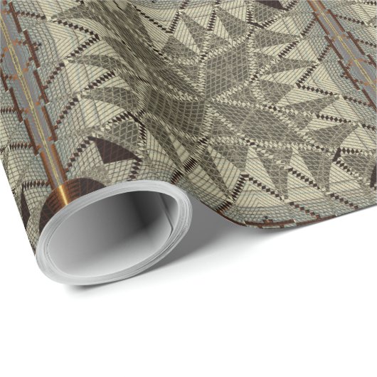 Silver Filigree mit Gold Cross Muster Geschenkpapier (Rolleneckpunkt)