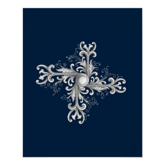 Silver Filigree Pearl Quatrefoil Poster (Vorderseite)