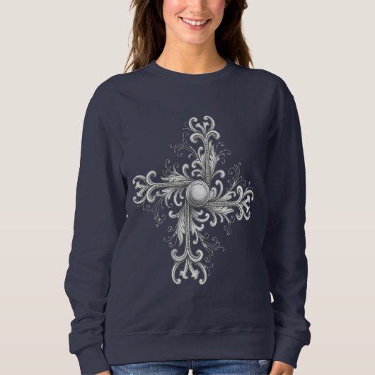 Silver Filigree Pearl Quatrefoil Sweatshirt (Vorderseite)