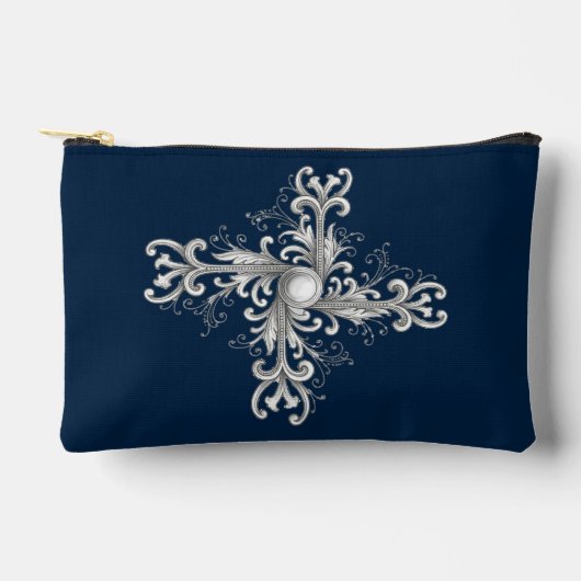 Silver Filigree Pearl Quatrefoil Zubehörtasche (Vorderseite)