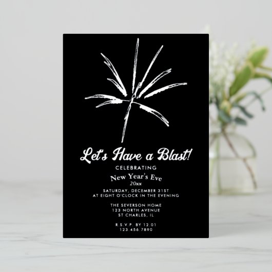 Silver Fireworks New Year's Eve Party Folieneinladung (Stehend vorne)