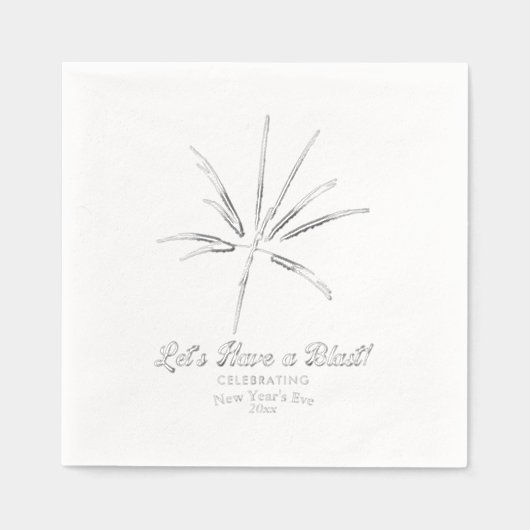 Silver Fireworks New Year's Eve Party Servietten Mit Folie (Vorderseite)