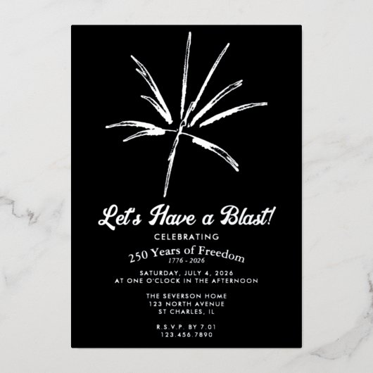 Silver Fireworks Sestercentennial 4. Juli Folieneinladung (Vorderseite)