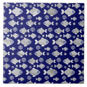 Silver Fish Evil Eye Pattern Fliese (Vorderseite)