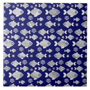 Silver Fish Evil Eye Pattern Fliese