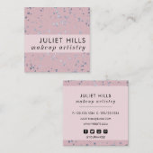 Silver Flakes und Blush Pink Square Visitenkarte (Vorne/Hinten)