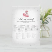 Silver Flamingo Ballerina, mein Mommy Baby Game Einladung (Stehend Vorderseite)