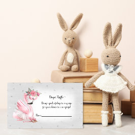 Silver Flamingo Ballet Baby Dusche Windel Raffel Begleitkarte