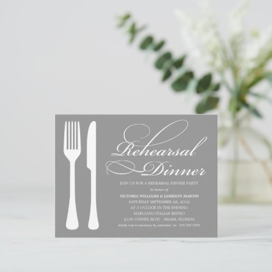 SILVER FLATWARE | PROBE DINNER INVITE EINLADUNGSPOSTKARTE (Stehend Vorderseite)