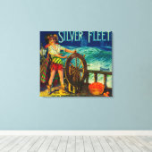 Silver Fleet Orange LabelMentone, CA Leinwanddruck (Insitu (Holzboden))